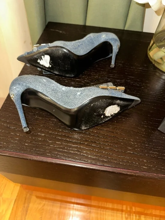 Dolce & Gabbana Denim Pointed Toe Pumps with Jeweled Buckles size 40 worn once - Picture 9 of 9
